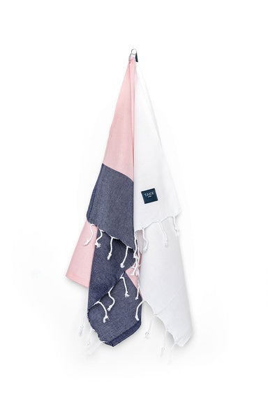 Luxurious hand towel. Perfect for everyday use and makes a stylish addition to your kitchen and bathroom. Soft, absorbent, light weight, quick drying, aesthetically pleasing, takes up little space. STANDARD 100 by OEKO-TEX®, eco-friendly certification. 100% quality cotton. White, navy, pink